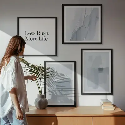 Abstracte aquarelcomposities set van posters met lijst