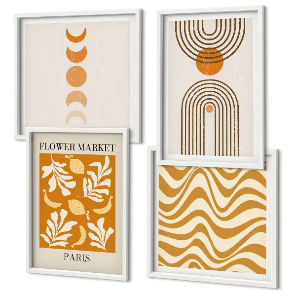 Geometrische plantpatronen set van posters met lijst