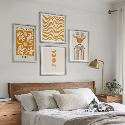 Geometrische plantpatronen set van posters met lijst