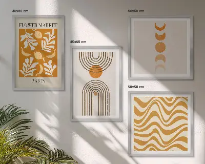 Geometrische plantpatronen set van posters met lijst