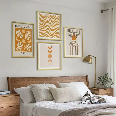 Geometrische plantpatronen set van posters met lijst