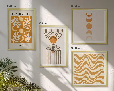 Geometrische plantpatronen set van posters met lijst