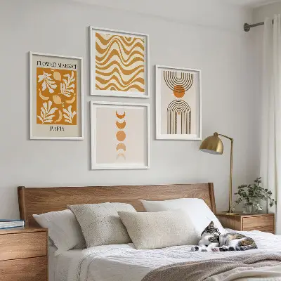 Geometrische plantpatronen set van posters met lijst