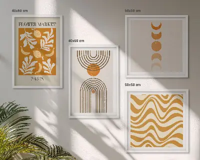 Geometrische plantpatronen set van posters met lijst