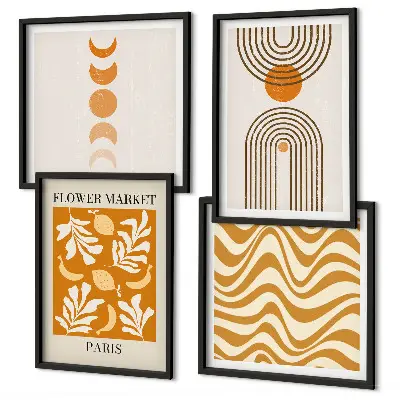 Geometrische plantpatronen set van posters met lijst