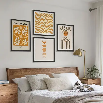 Geometrische plantpatronen set van posters met lijst