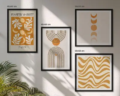 Geometrische plantpatronen set van posters met lijst