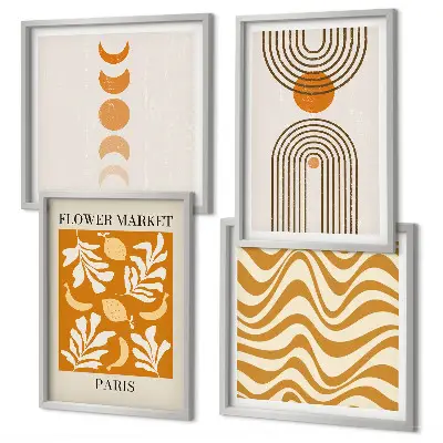Geometrische plantpatronen set van posters met lijst