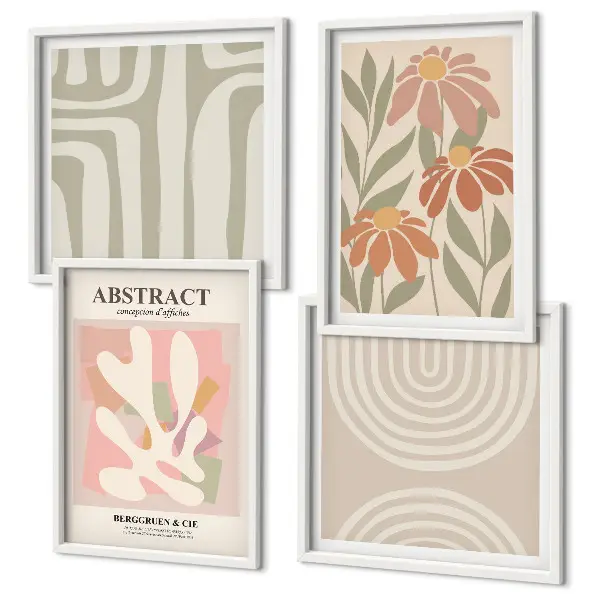 Abstracte plantvormen meerluik in lijst