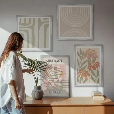 Abstracte plantvormen meerluik in lijst