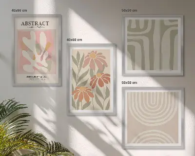 Abstracte plantvormen meerluik in lijst