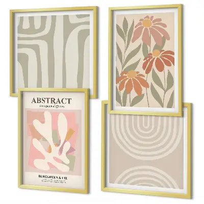 Abstracte plantvormen meerluik in lijst