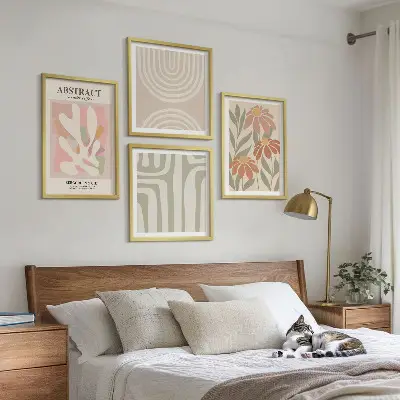 Abstracte plantvormen meerluik in lijst