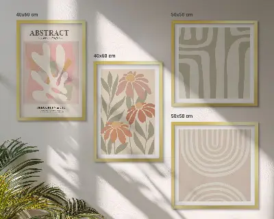 Abstracte plantvormen meerluik in lijst