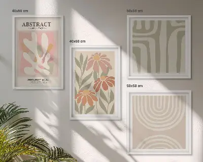 Abstracte plantvormen meerluik in lijst