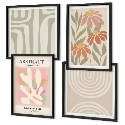Abstracte plantvormen meerluik in lijst