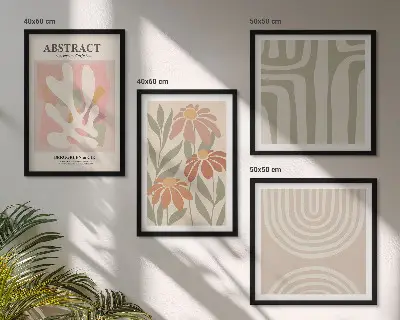 Abstracte plantvormen meerluik in lijst