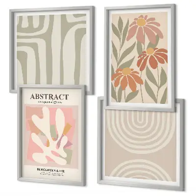 Abstracte plantvormen meerluik in lijst