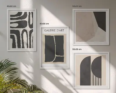 Abstracte minimalistische posters set van posters met lijst