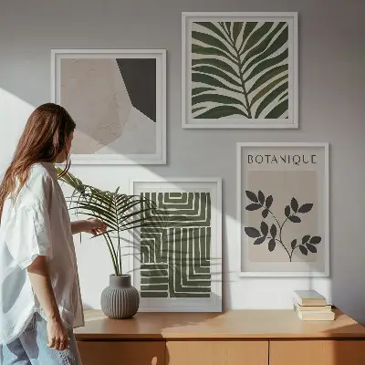 Botanische boho-composities meerluik in lijst