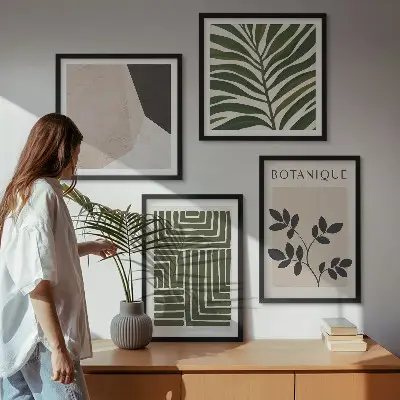 Botanische boho-composities meerluik in lijst