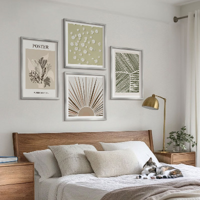Set van posters met lijst Plantenmotieven in ingetogen kleuren