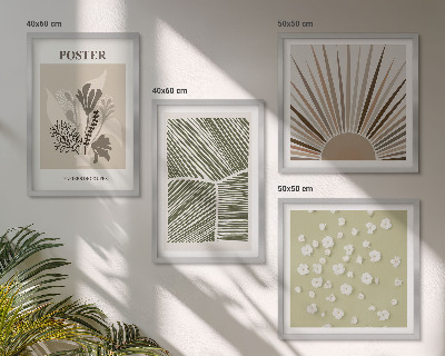 Set van posters met lijst Plantenmotieven in ingetogen kleuren