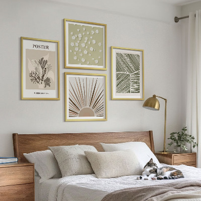 Set van posters met lijst Plantenmotieven in ingetogen kleuren