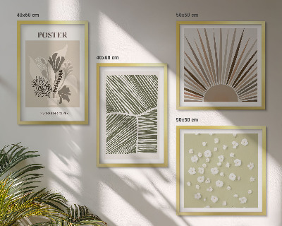 Set van posters met lijst Plantenmotieven in ingetogen kleuren