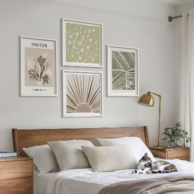 Set van posters met lijst Plantenmotieven in ingetogen kleuren