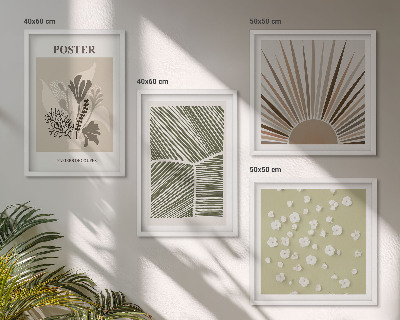 Set van posters met lijst Plantenmotieven in ingetogen kleuren