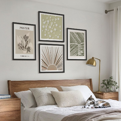 Set van posters met lijst Plantenmotieven in ingetogen kleuren