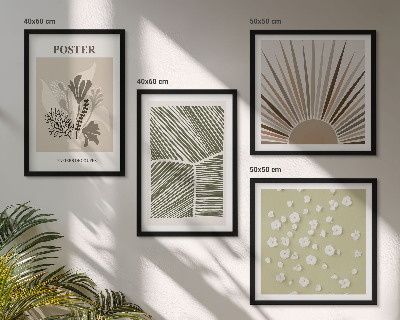 Set van posters met lijst Plantenmotieven in ingetogen kleuren