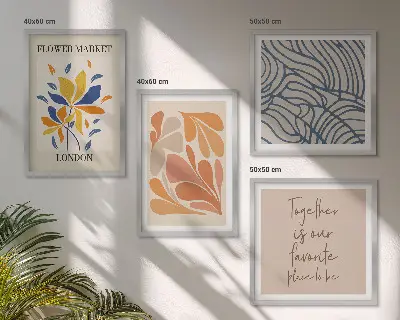 Moderne abstracte bloemen meerluik in lijst