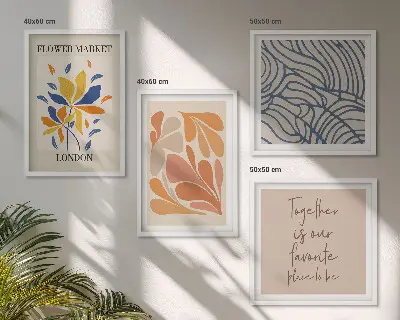 Moderne abstracte bloemen meerluik in lijst