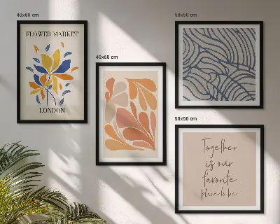 Moderne abstracte bloemen meerluik in lijst