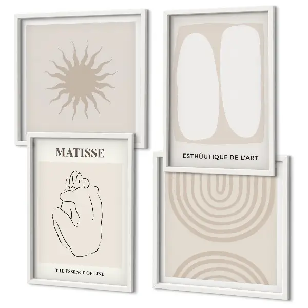 Set posters met lijst stijlvol minimalistisch lijnenspel