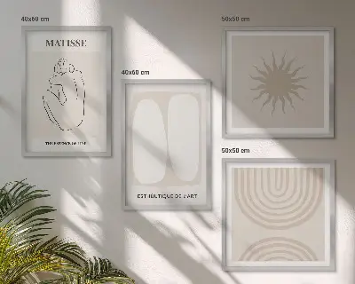 Set posters met lijst stijlvol minimalistisch lijnenspel