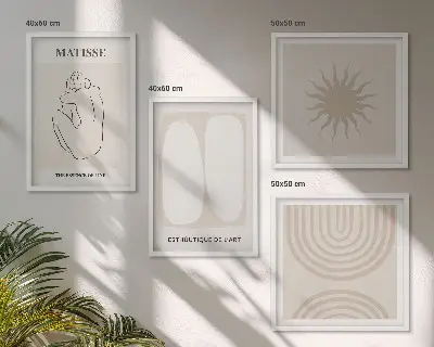 Set posters met lijst stijlvol minimalistisch lijnenspel