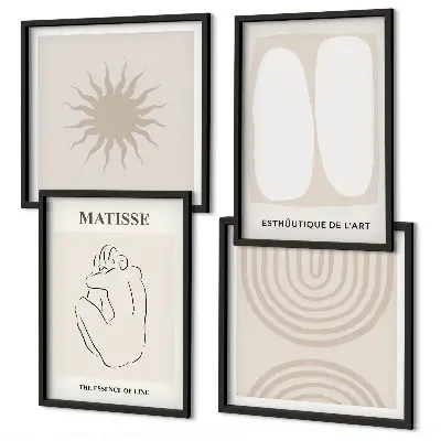 Set posters met lijst stijlvol minimalistisch lijnenspel