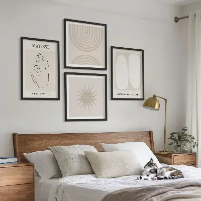 Set posters met lijst stijlvol minimalistisch lijnenspel