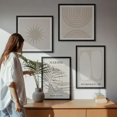 Set posters met lijst stijlvol minimalistisch lijnenspel