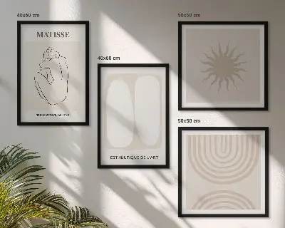 Set posters met lijst stijlvol minimalistisch lijnenspel