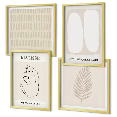 Lijnen vormen beige wit meerluik in lijst