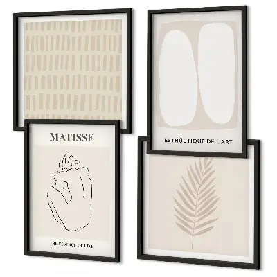 Lijnen vormen beige wit meerluik in lijst