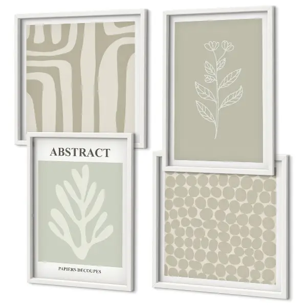 Abstracte plantpatronen set van posters met lijst