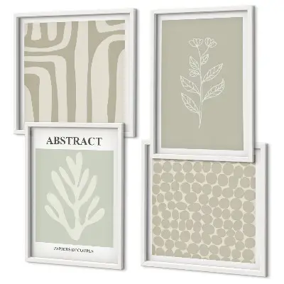 Abstracte plantpatronen set van posters met lijst