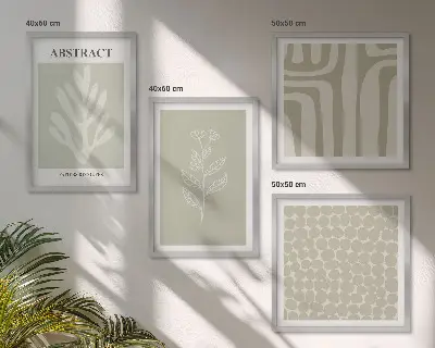 Abstracte plantpatronen set van posters met lijst