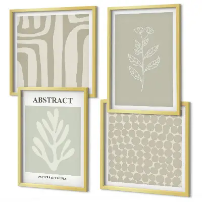 Abstracte plantpatronen set van posters met lijst