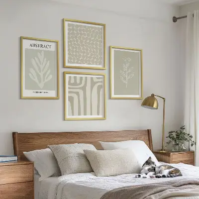 Abstracte plantpatronen set van posters met lijst